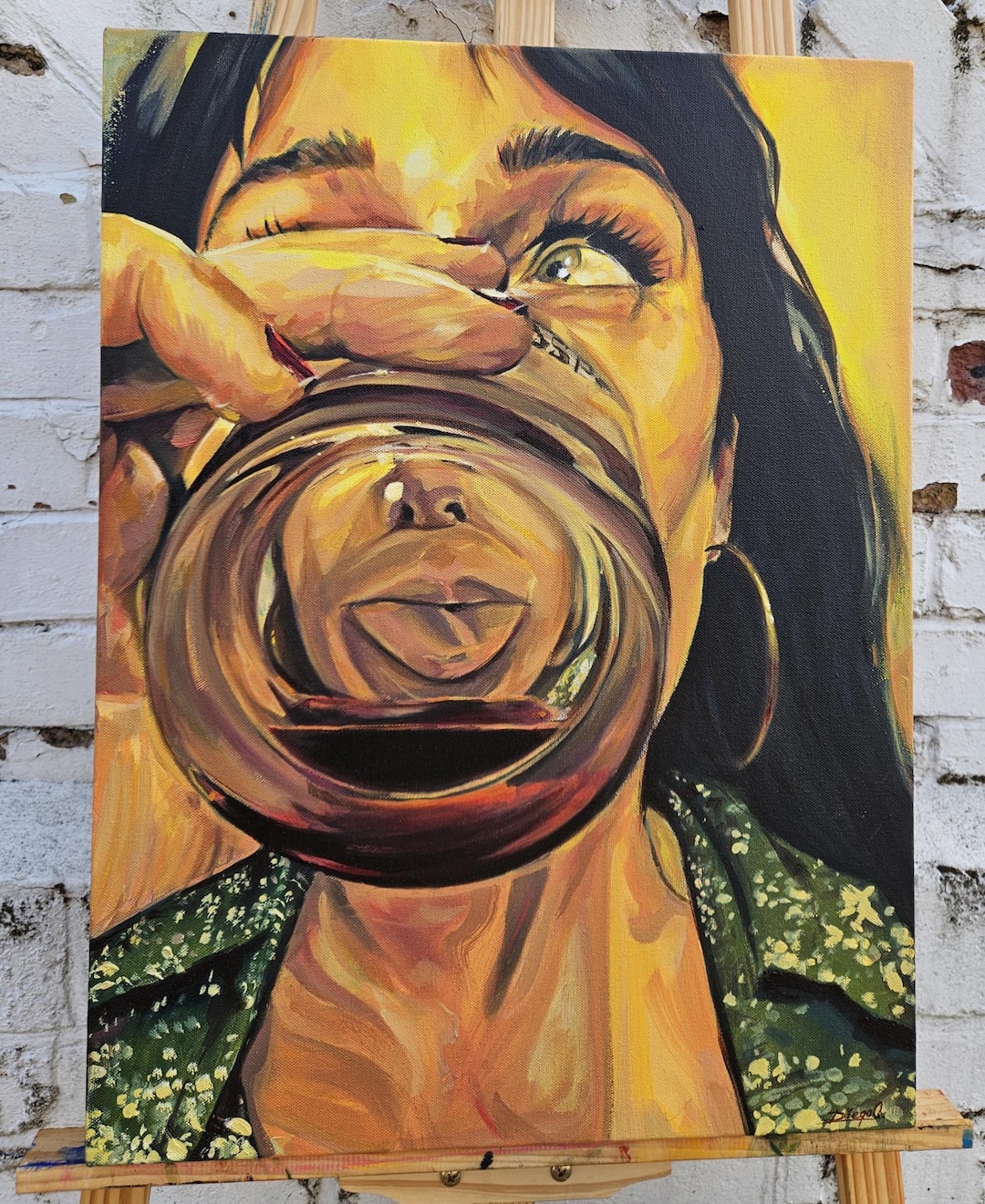 Woman Drinking Red Wine Oil Painting - Etsy