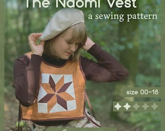 ナオミベスト | リバーシブルパッチワークベスト | サイズ 00～18 | PDF 縫製パターン | すぐにダウンロード | Thimblewild