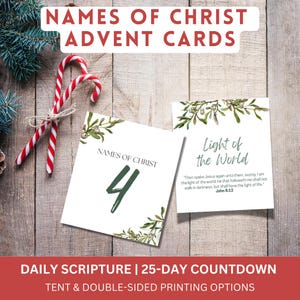 25 Names of Jesus Christ Advent Calendar Cards | Christ Teachings | Bible, Scripture | Christmas Countdown Printable, Download