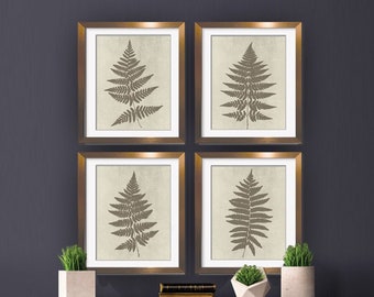 Fern Fantasy Impressions (Series B4) Set of 4 - Art Prints (Featured in Burnt Olive on Italian Stone) Nature Woodland Inspired