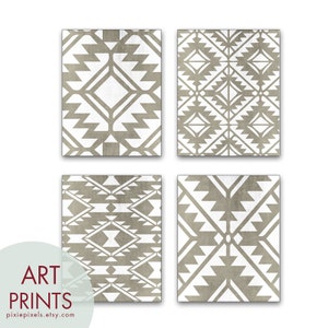 Navajo Indian inspired Geometric Patterns Series A4 Set of 4 Art Prints Featured in Distressed Stone Wash Modern Tribal Art image 2