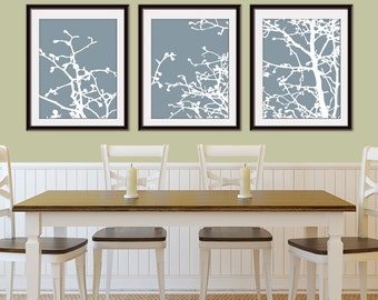 Cherry Blossom Tree Branches (Series C) Set of 3 - Art Prints (Featured in Lavender and White) Nature Woodland Inspired