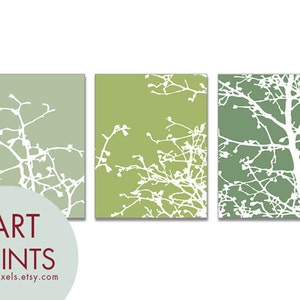 Cherry Blossom Tree Branches Series C Set of 3 Art Prints Featured in Thyme, Basil and Veranda Nature Woodland Inspired image 2