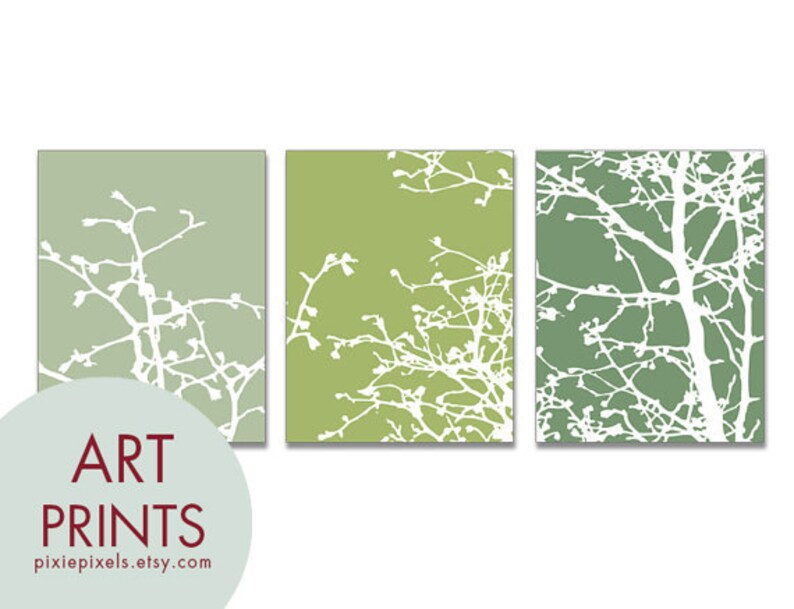 Cherry Blossom Tree Branches Series C Set of 3 Art Prints Featured in Thyme, Basil and Veranda Nature Woodland Inspired image 2