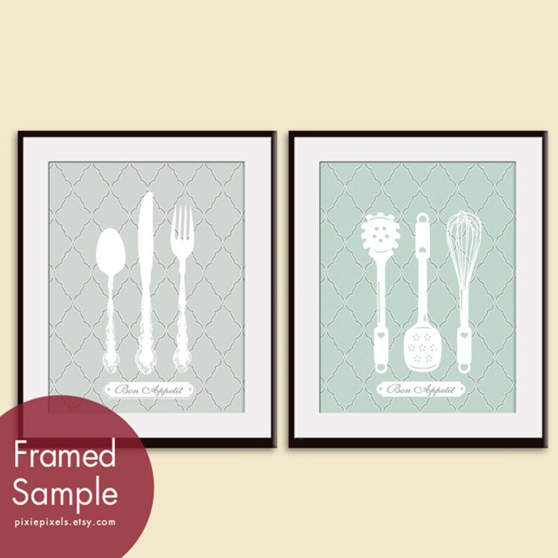 Pasta Ladle Spatula Whisk Fork Knife Spoon Set 2 Art Etsy