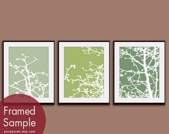 Cherry Blossom Tree Branches (Series C) Set of 3 - Art Prints (Featured in Thyme, Basil and Veranda) Nature Woodland Inspired