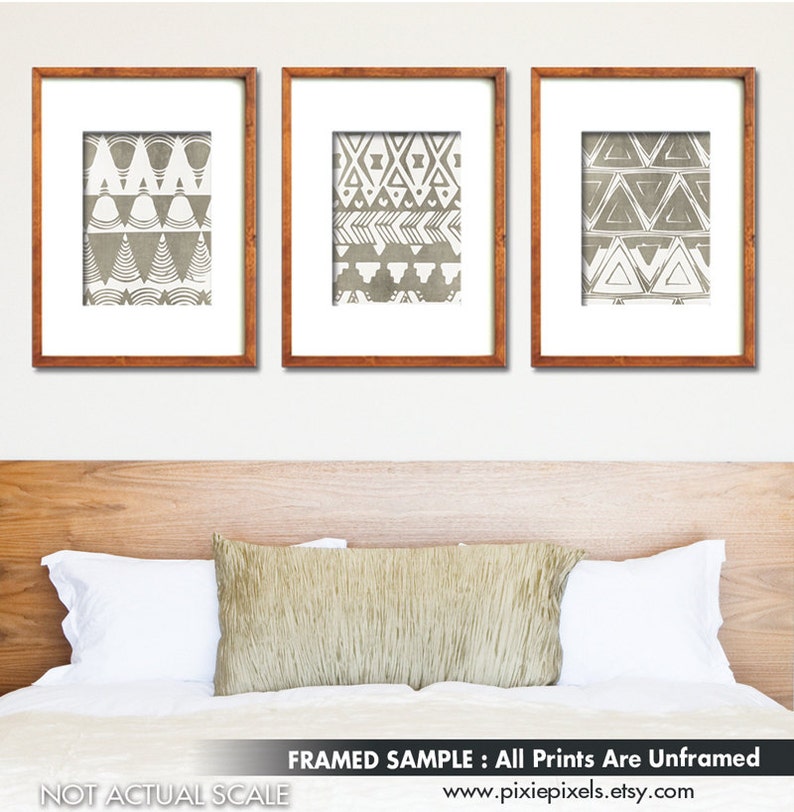 Tunisian Terrace Geometric Patterns Series A3 Set of 3 Art Prints Featured in Italian Stone Botanical Print Set image 1