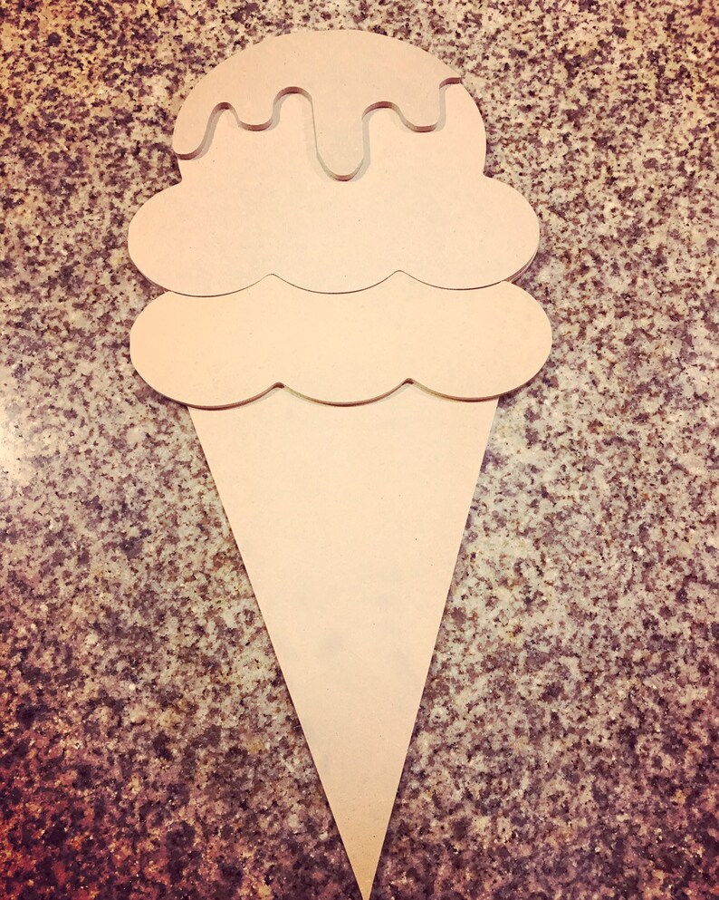 wood cut out double scoop ice cream cone etsy