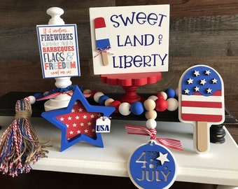 Patriotic decor, fourth of July Tier tray bundle