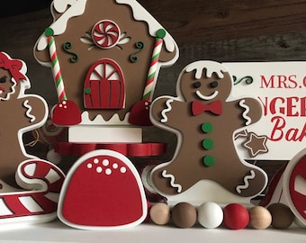 Gingerbread tier tray Peppermint  tier tray set and 3D signs