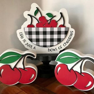 Cherries home decor, tier tray signs image 1