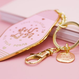 Self Love Enamel Key Ring Mental Health Positive Reminder Encouragement Keychain Jess Rachel Sharp image 4