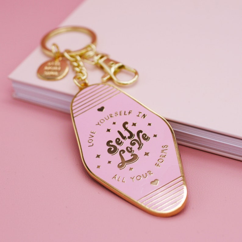 Self Love Enamel Key Ring Mental Health Positive Reminder Encouragement Keychain Jess Rachel Sharp image 1