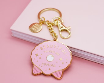 Beautiful Things Are Coming Enamel Key Ring | Mental Health Positive Reminder Encouragement Keychain | Jess Rachel Sharp