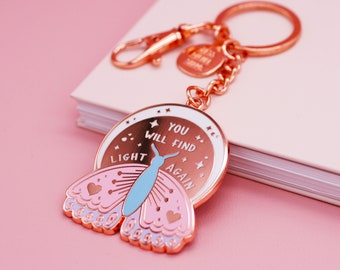 You Will Find Light Again Enamel Key Ring | Mental Health Positive Reminder Encouragement Keychain | Jess Rachel Sharp