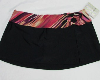 NOS 24 & Ocean Swim Skirt With Attached Bottom, Size L and XL, Swim Skirt, Swim Skort, Skirt, Skort, Swim Bath Bottom, Black Bikini Bottom