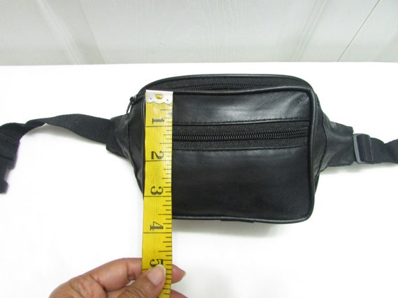 Vintage NOS Black Leather Waist Belt Bag Leather Hand Free Bag Leather Fanny Pack Leather Festival Bag