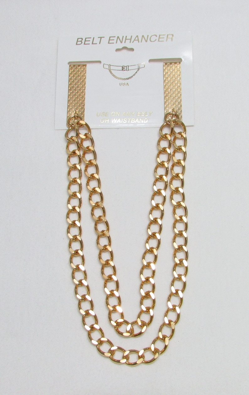 NOS Enhancer Belt Gold Tone Double Layers Chain Links Belt Enhancer Use On Almost Any Belt Or Waistband