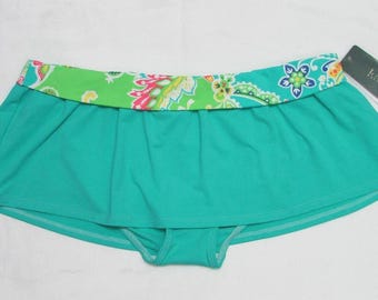 NOS Lauren Ralph Lauren Teal Swim Skirt Skort With Attached Bikini, Size 12