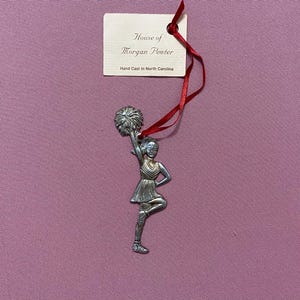 House of Morgan Pewter - Cheerleader - Hanging Ornament Hand Cast in North Carolina