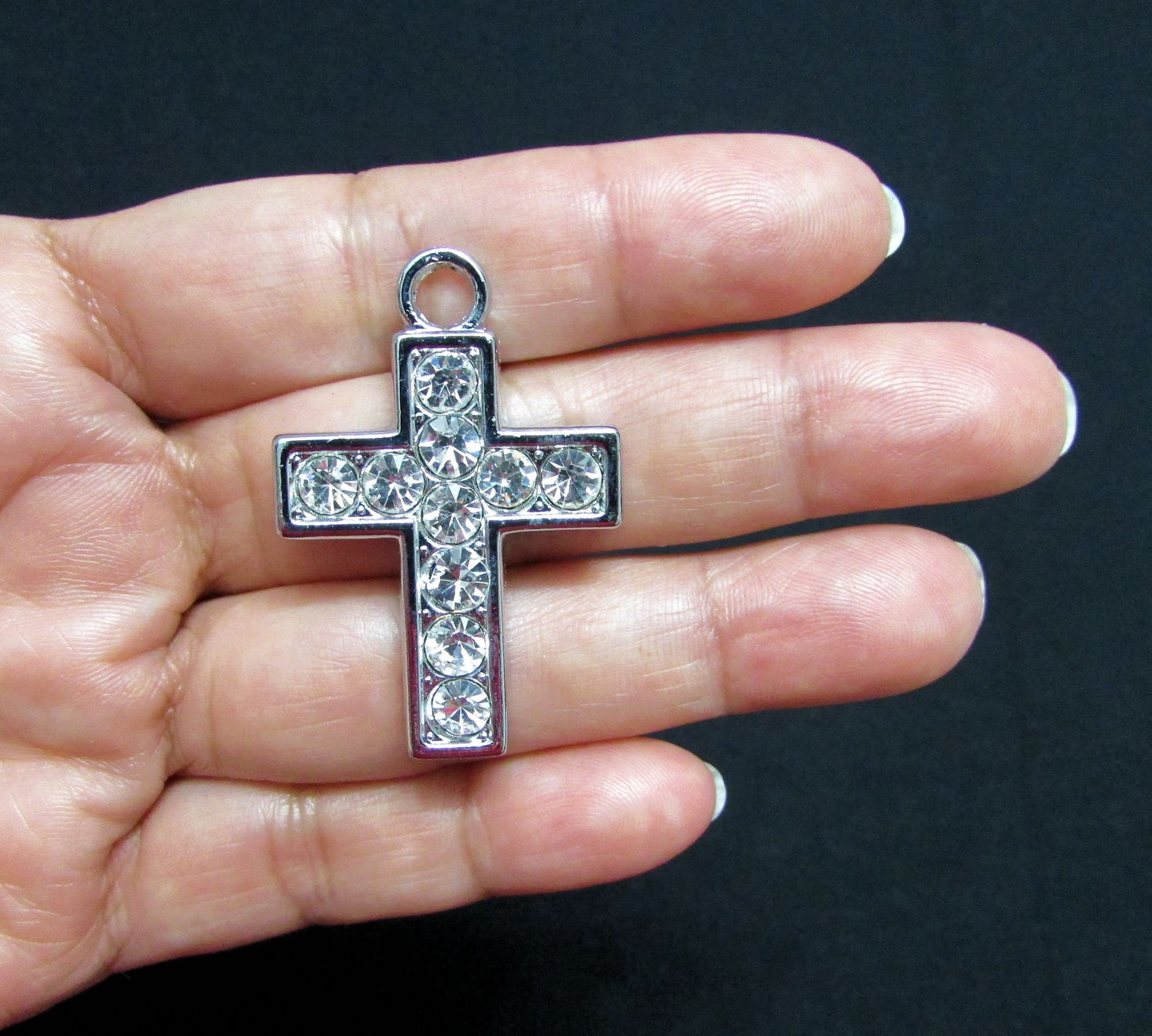 10 Pcs Crystal Rhinestone Cross Charms: Zinc Alloy Pendants, Jewelry ...