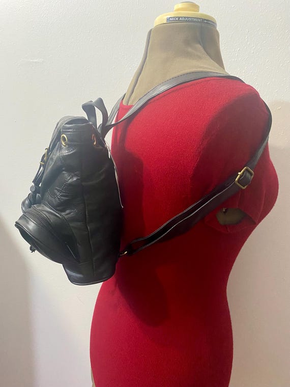 NOS Leather Patchwork Small Size Black Leather Dr… - image 6