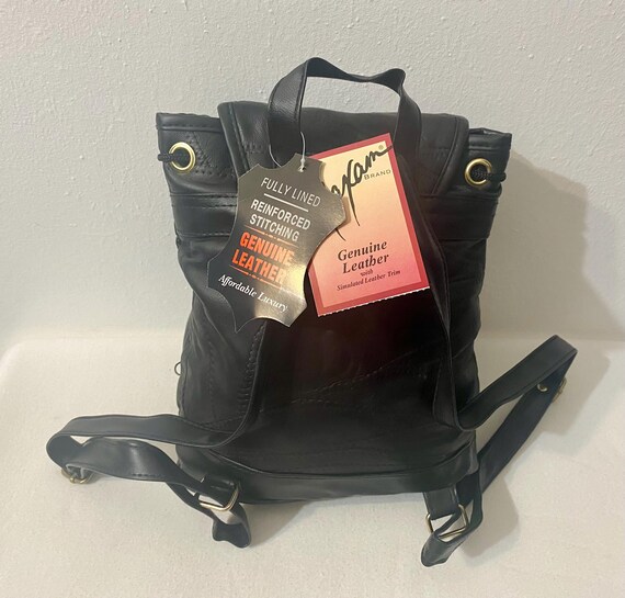 NOS Leather Patchwork Small Size Black Leather Dr… - image 3