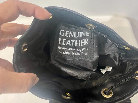 NOS Leather Patchwork Small Size Black Leather Dr… - image 9