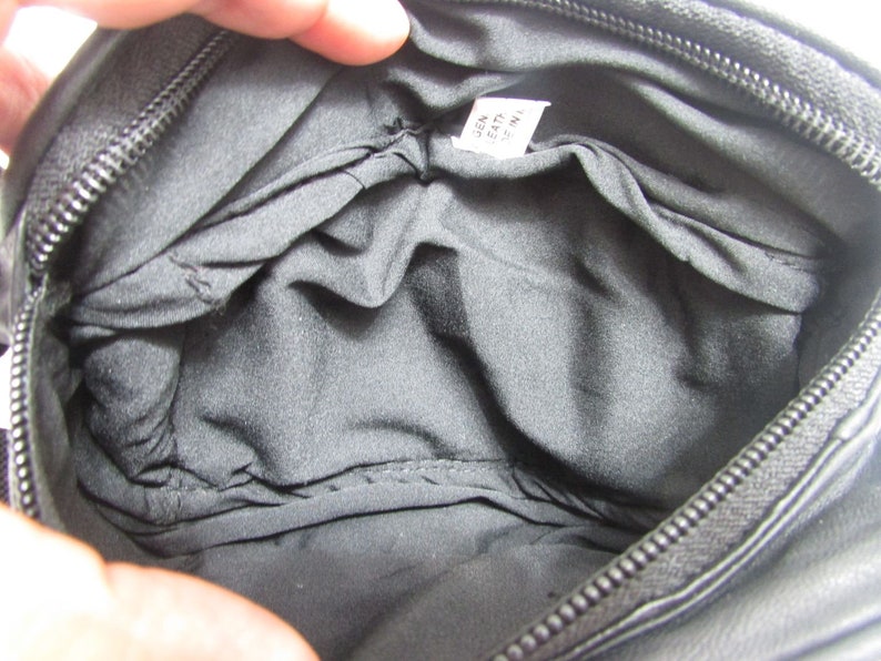 Vintage NOS Black Leather Waist Belt Bag Leather Hand Free Bag Leather Fanny Pack Leather Festival Bag