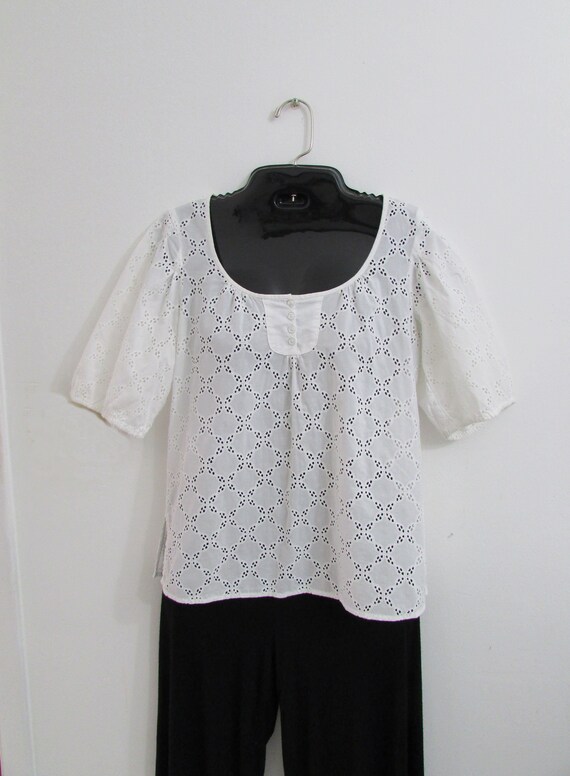 White Cotton Eyelet Top 2P by Ann Taylor Loft Peti