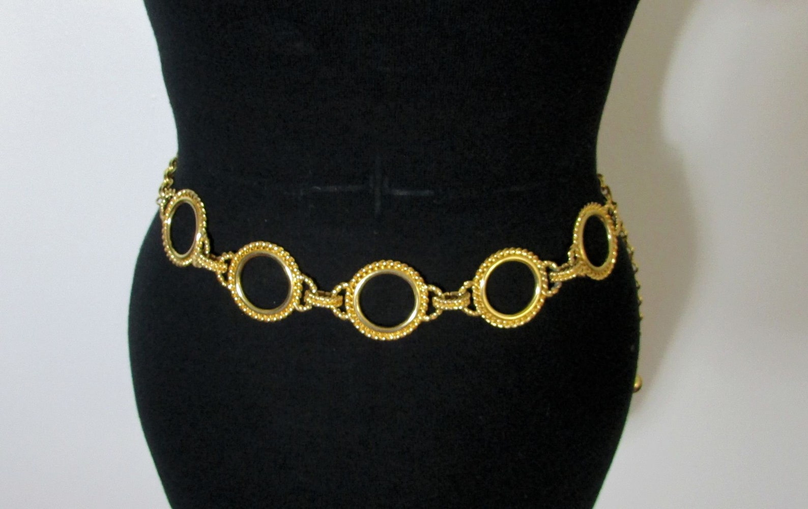 Gold Ornate Round Shape Adjustable Chain Link Belt Size XS S Etsy