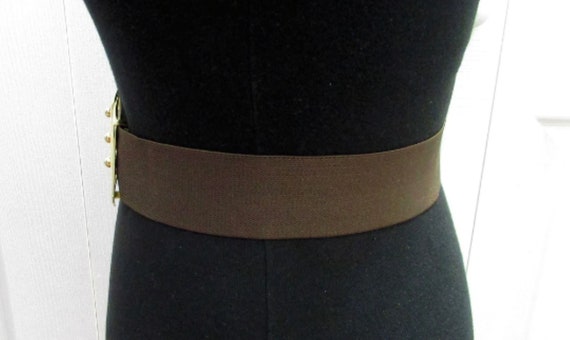 Brown Elastic Stretch Wide Adjusted Cinch Belt W/… - image 4