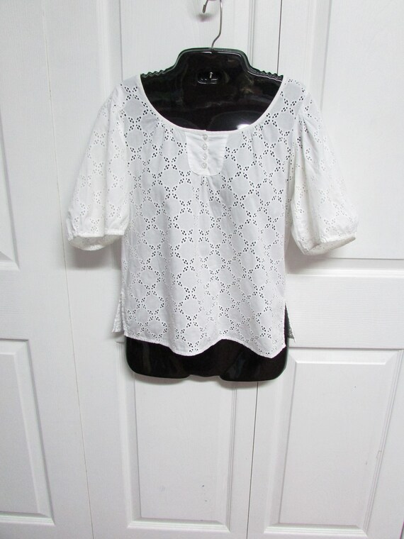 White Cotton Eyelet Top 2P by Ann Taylor Loft Peti