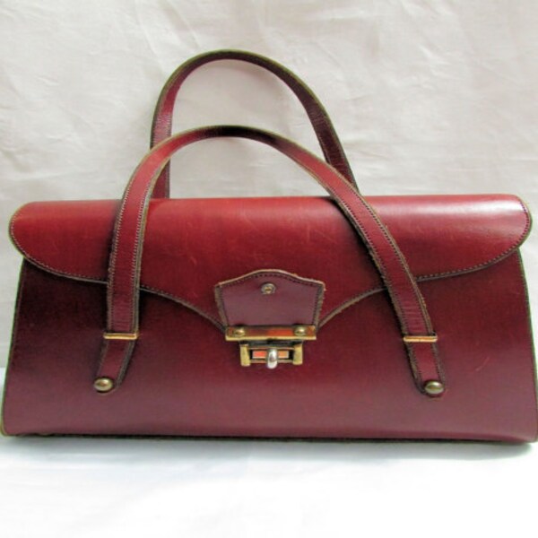 Vintage Etienne Aigner Handmade Burgundy Leather Studded Satchel - Aigner Tote - Aigner Hobo - Aigner Handbag - Aigner Vintage 1970s