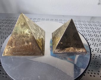 Engraved Brass Pyramid shape mirror finished come as a pair