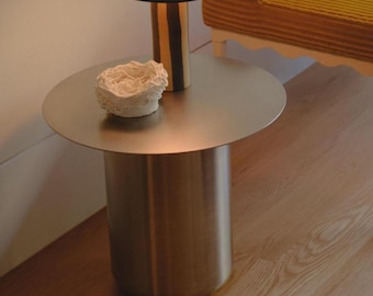 Stainless Steel Dining Table, Round Pedestal