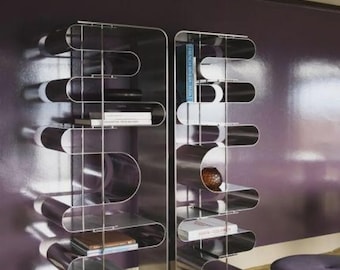 Brushed Stainless Steel Display Unit, Luxury Metal Bookshelf