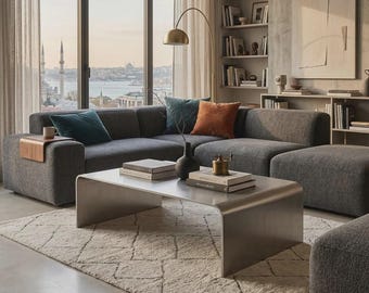 Handmade Brushed Stainless Steel Coffee Table,