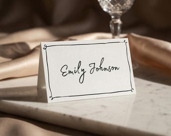 Whimsical Place Cards: Floral  Hand Drawn Reception Name Cards (Digital Download, S3)