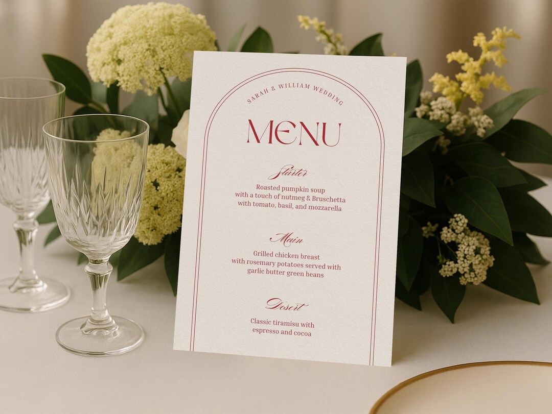Monies Menu Old Money Menu: Vintage Printable Wedding Menu, Modern and Elegant ...