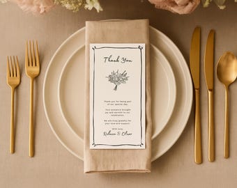 Skurrile Hochzeit Menükarte mit Dankeskarte (Digitaler Download, S3)