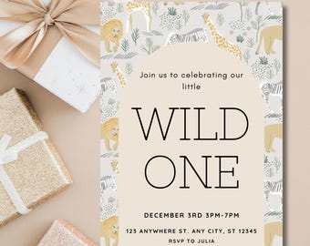 Wild One verjaardagsuitnodiging - aanpasbare digitale download en afdrukbare uitnodiging
