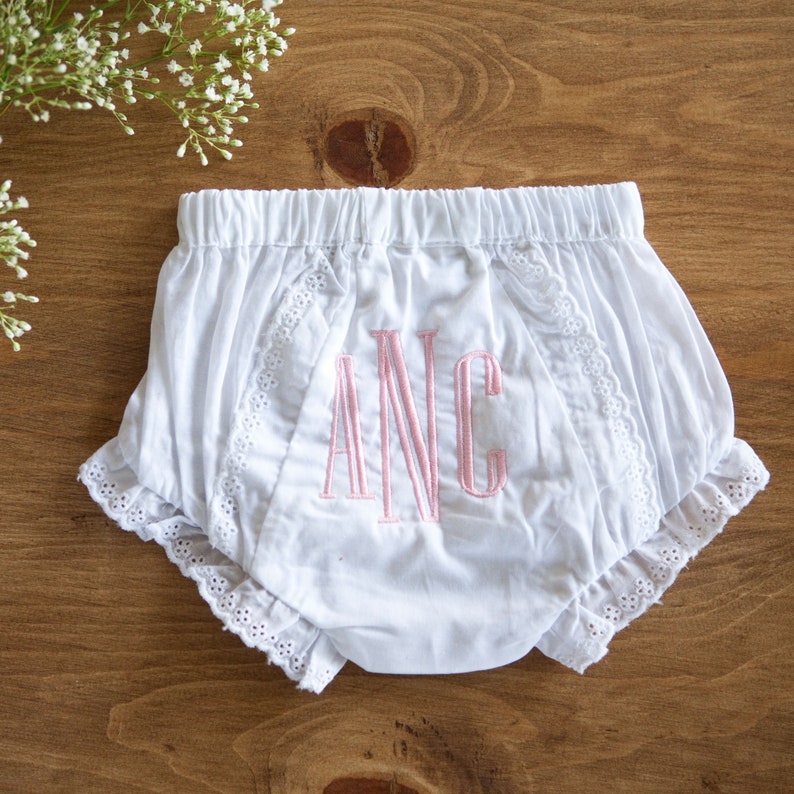 Monogrammed Bloomers Baby Bloomers White Lace Trim Baby Etsy UK