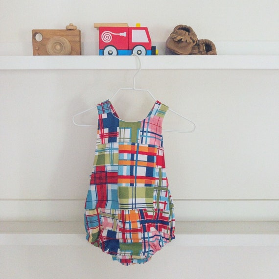 baby boy plaid romper
