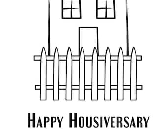 Happy Housiversary Picket Fence Cards - Realtors 1 Year House Anniversary Cards Digital Download Printable