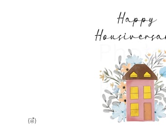 Happy Housiversary Cards - Realtors 1 Year House Anniversary Cards Digital Download Printable 4 floral houses 2