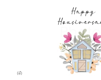 Happy Housiversary Cards - Realtors 1 Year House Anniversary Cards Digital Download Printable 4 floral houses