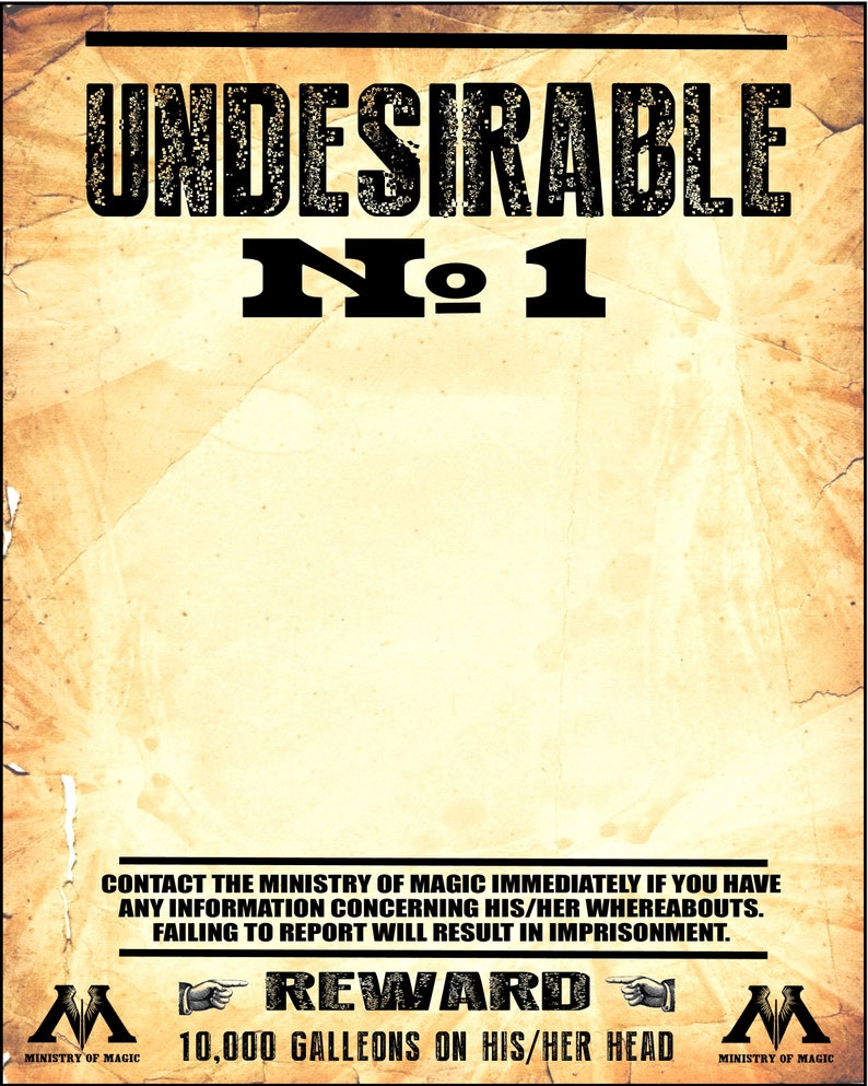 Undesirable No. 1 & Have You Seen this Wizards 16 x 20 inch digital PDF printable poster pack Blank for Photo Booth props image 3