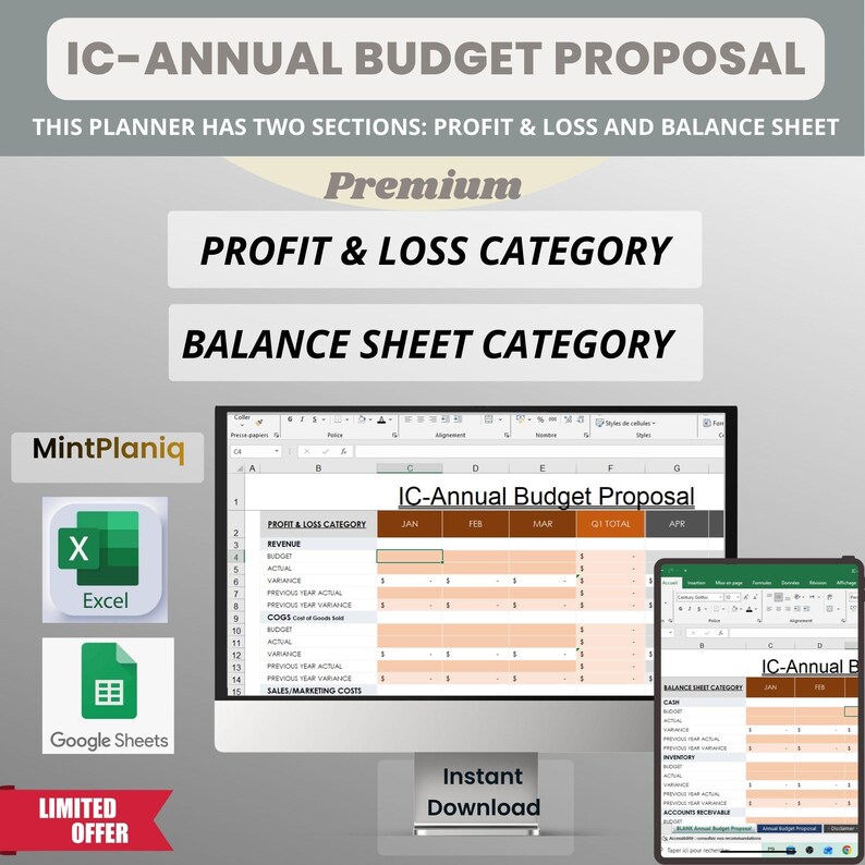 Annual Budget Template | Excel Google Sheets | Operating, P | L ...