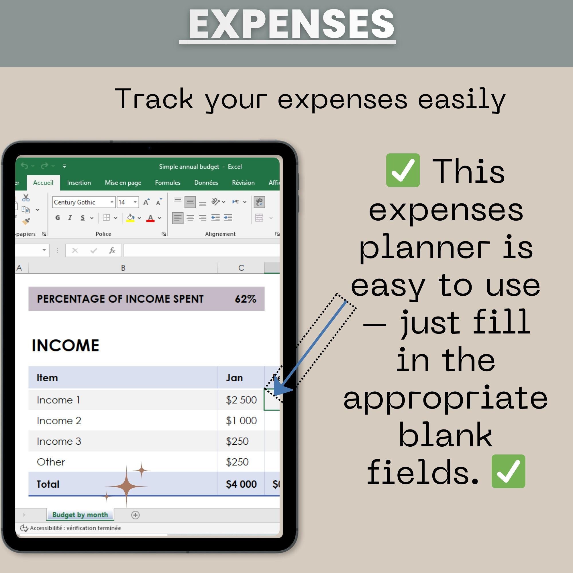Simple Annual Budget Spreadsheet Excel | Google Sheets | Income and ...